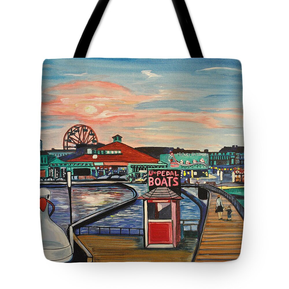 Asbury Art Tote Bag featuring the painting U-Pedal the Boat by Patricia Arroyo