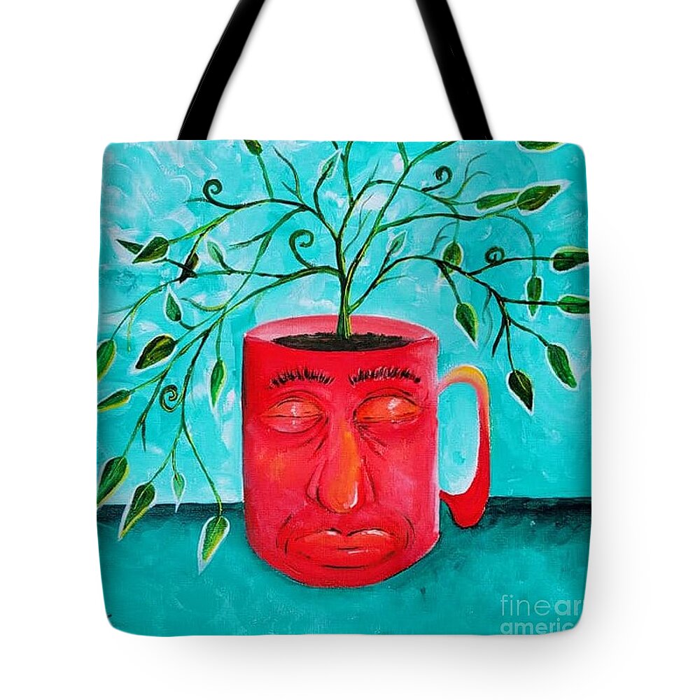 Mug Tote Bag featuring the painting Ugly Mug by April Reilly