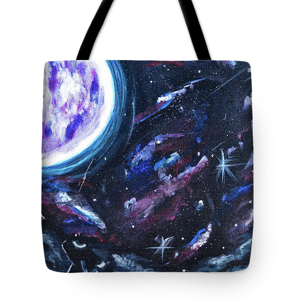 Eevee Tote Bag featuring the painting Umbreon's Full Moon by Ashley Wright