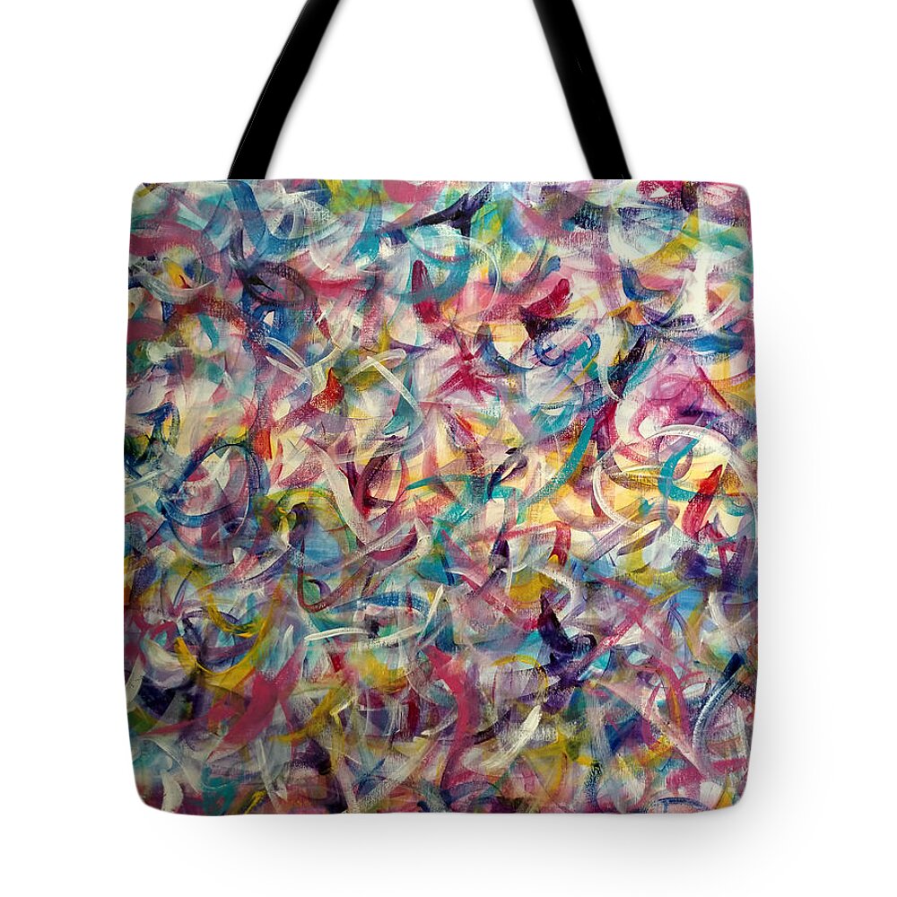 Abstract Tote Bag featuring the painting Unbound Joy by Ellen Eschwege