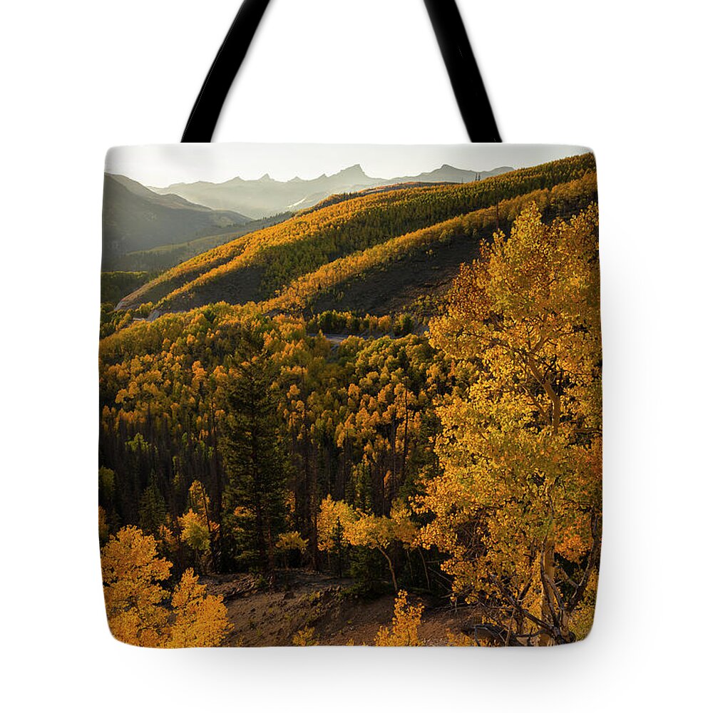 Colorado Tote Bag featuring the photograph Uncompahgre Autumn Vertical by Aaron Spong