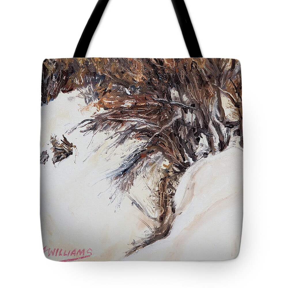 Under Cover Tote Bag featuring the painting Under Cover - LWUNC by Lewis Williams OFS