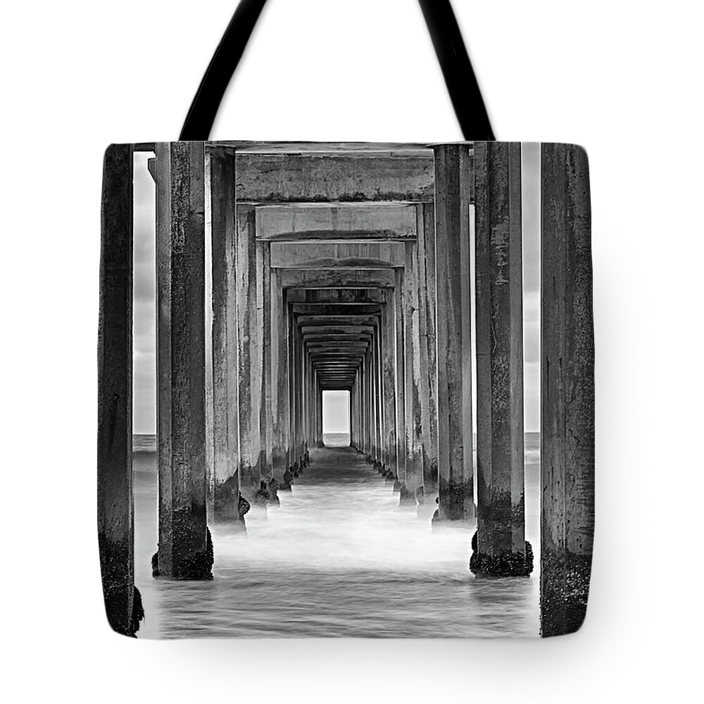 Scripps-pier Tote Bag featuring the photograph Under Scripps Pier by Gary Johnson