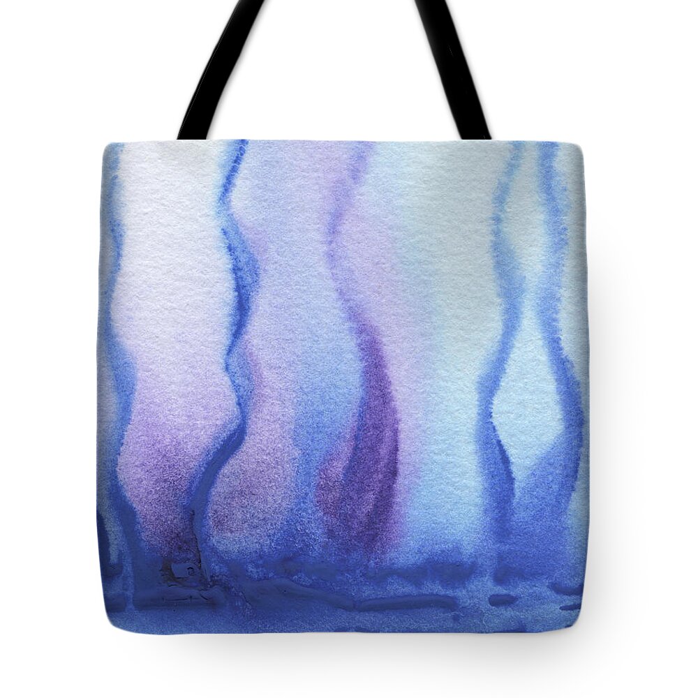 Blue Tote Bag featuring the painting Under The Blue Sea Abstract Watercolor by Irina Sztukowski