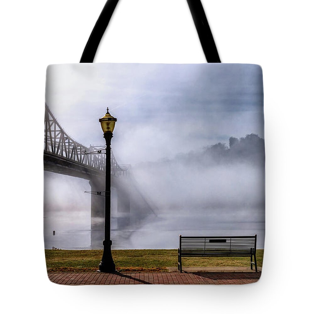 Bridge Tote Bag featuring the photograph Under the Bridge - Madison, IN by Susan Rissi Tregoning