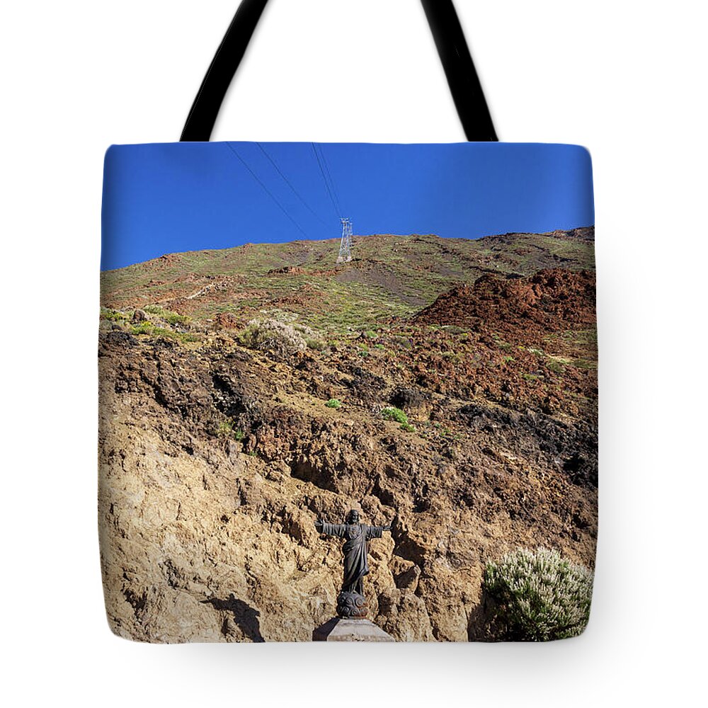 Mountains Tote Bag featuring the photograph Under the cableway to Mount Teide by Sun Travels