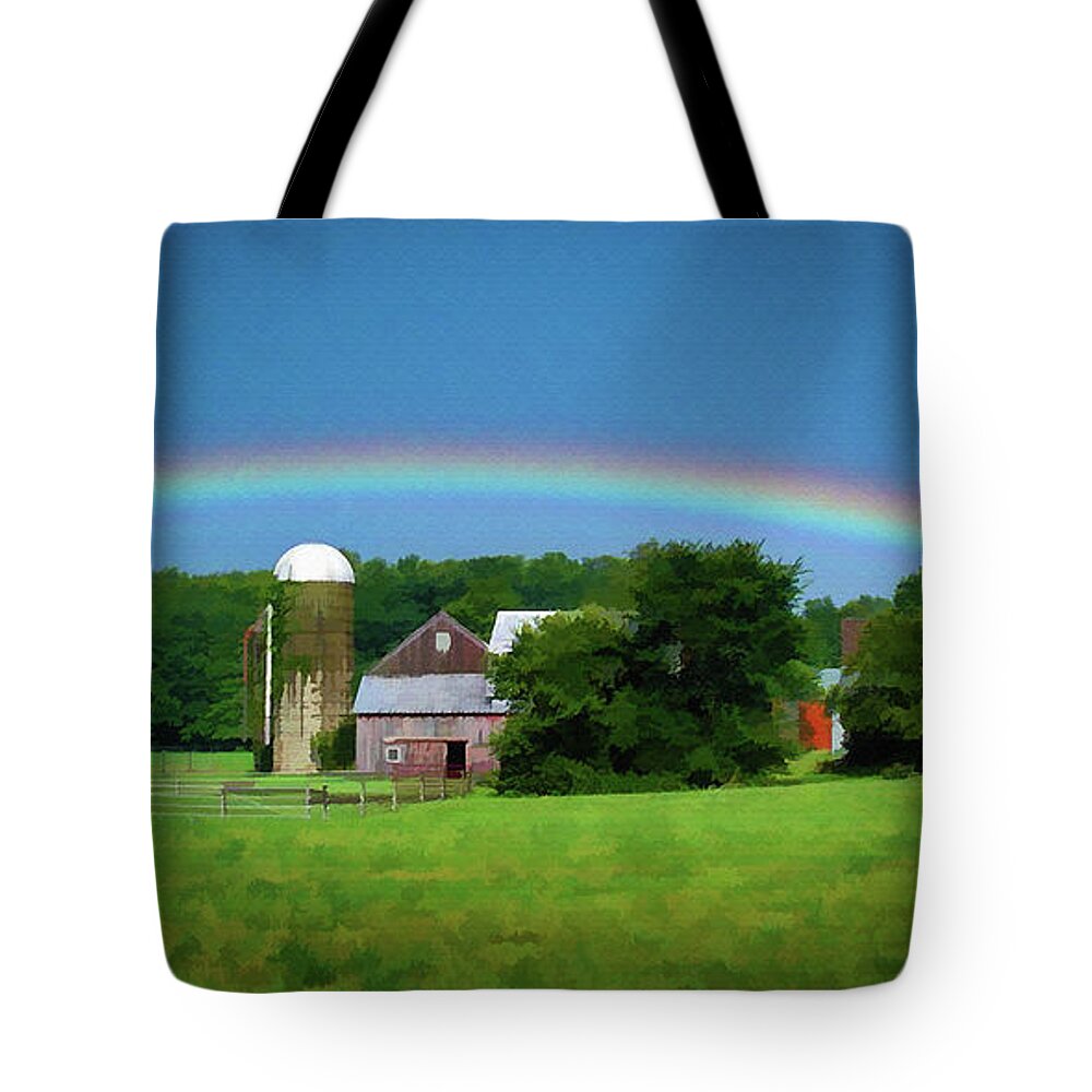 Lisa Tote Bag featuring the digital art Under the Rainbow by Monroe Payne