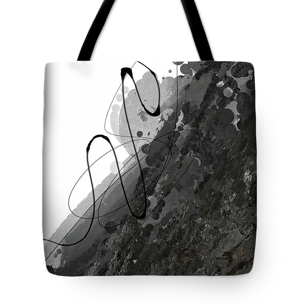 Taupe Modern Art Tote Bag featuring the painting Uneven Elegance No. 5 - Black Gray Cream AbstractArt by Lourry Legarde