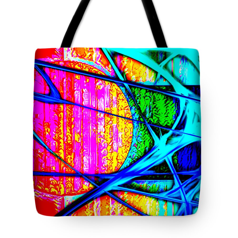 Sunrise Tote Bag featuring the digital art Unforseen bright color abstract by Silver Pixie