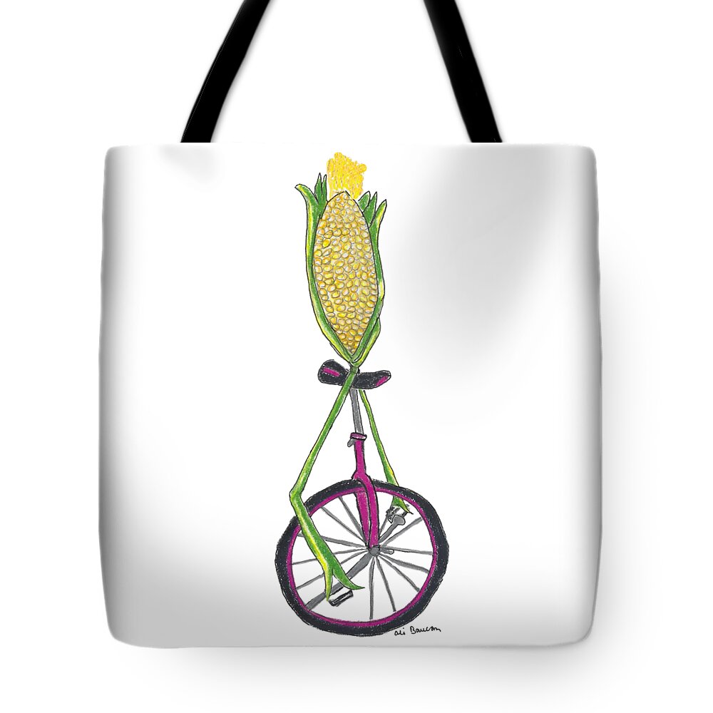 Corn Tote Bag featuring the drawing Uni-Corn by Ali Baucom