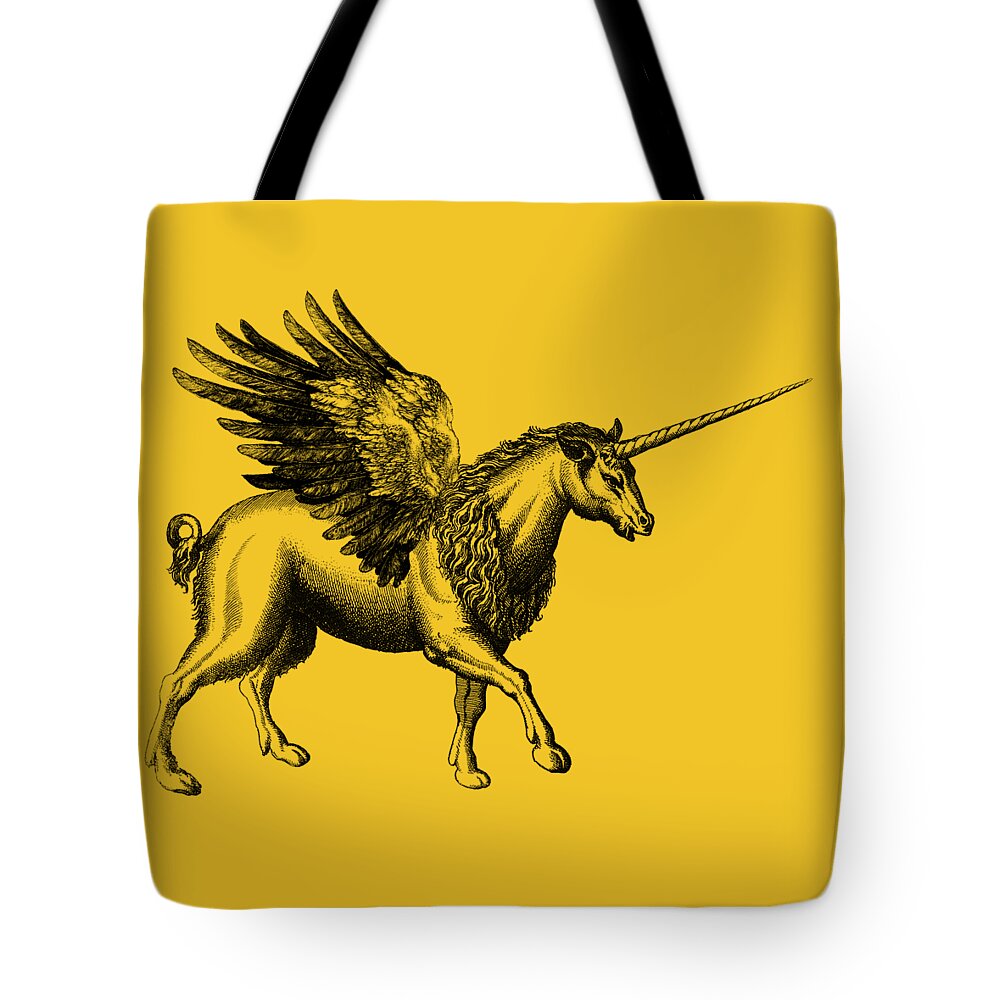 Black Winged Unicorn Tote Bags