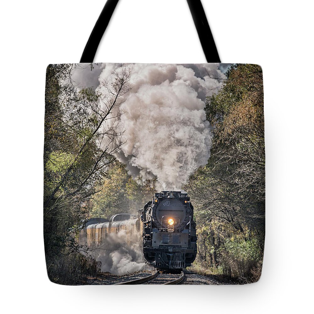 Railroad Tote Bag featuring the photograph Union Pacific's Big Boy 4014 at Hope Arkansas by Jim Pearson