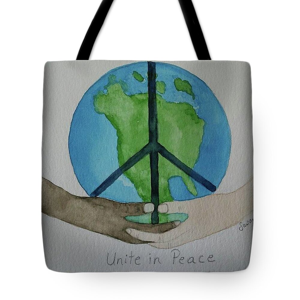 Peace Tote Bag featuring the painting Unite in Peace by Susan Nielsen