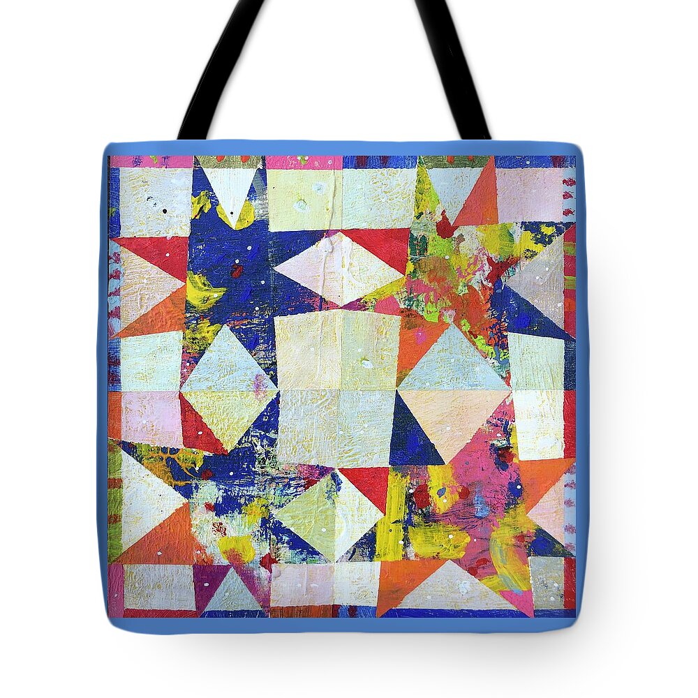 Stars Tote Bag featuring the painting Uno, Dos, Tres, Cuatro by Cyndie Katz