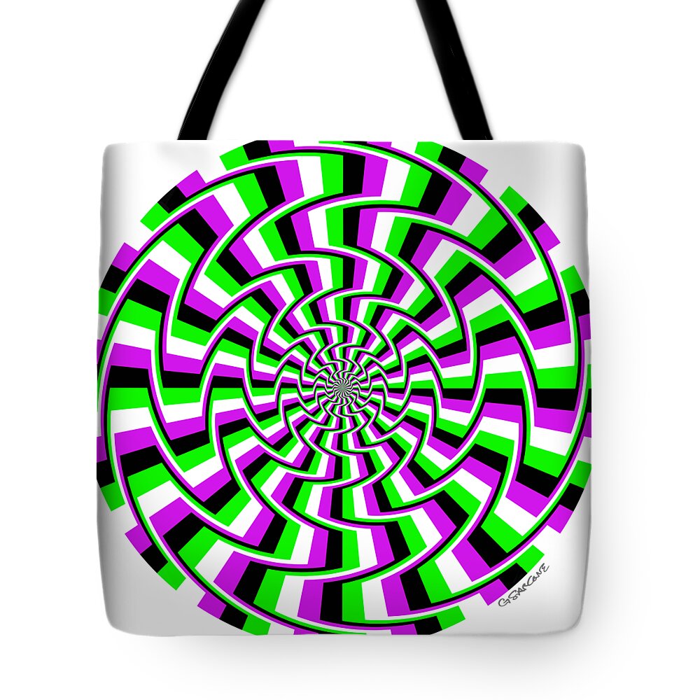 Op Art Tote Bag featuring the mixed media Unspiral X by Gianni Sarcone