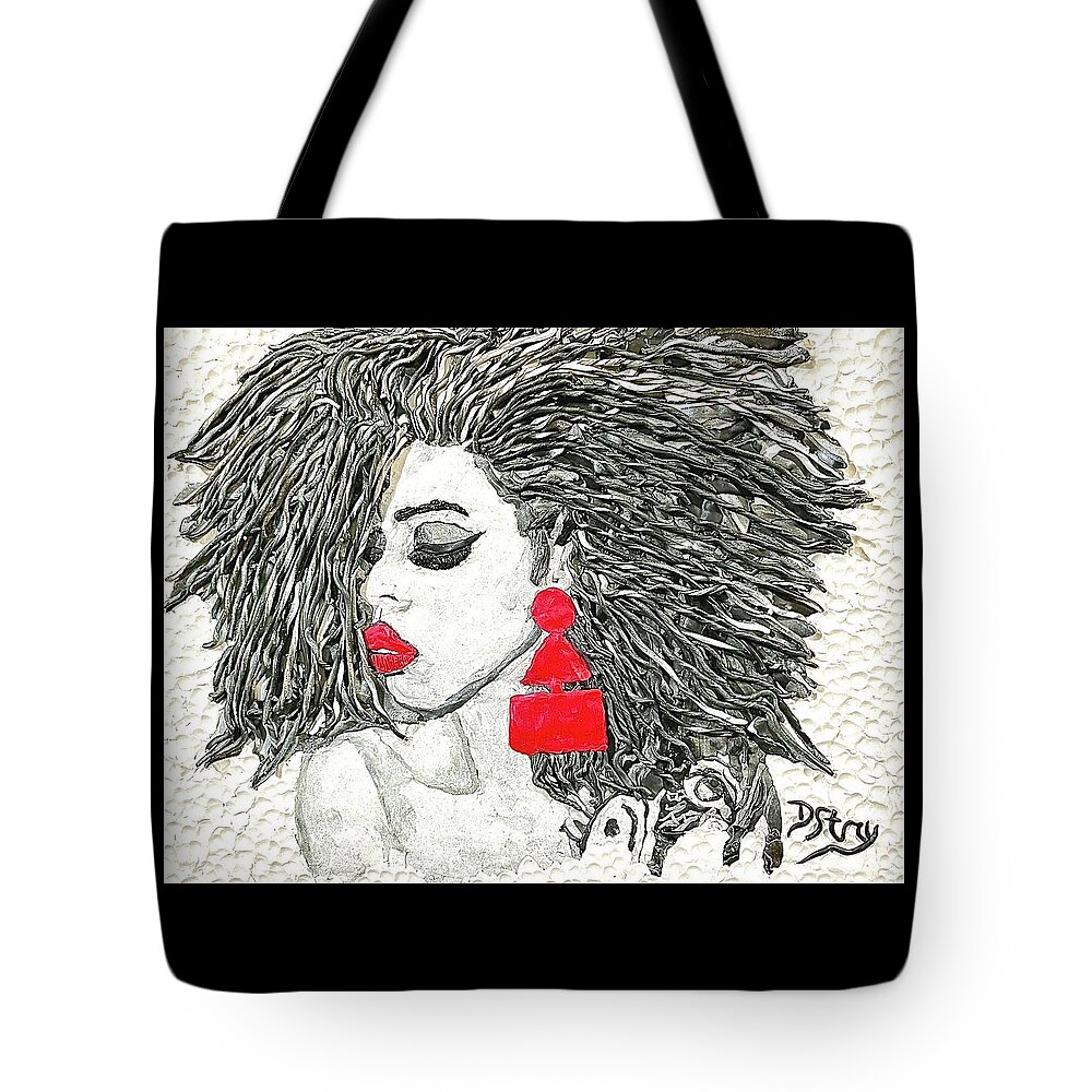 Polymer Clay Tote Bag featuring the mixed media Untamed Beauty by Deborah Stanley