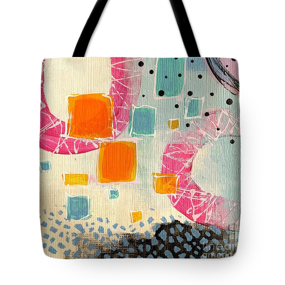 Abstract Tote Bag featuring the painting Untitled Mini Abstract 7 by Cheryl Rhodes