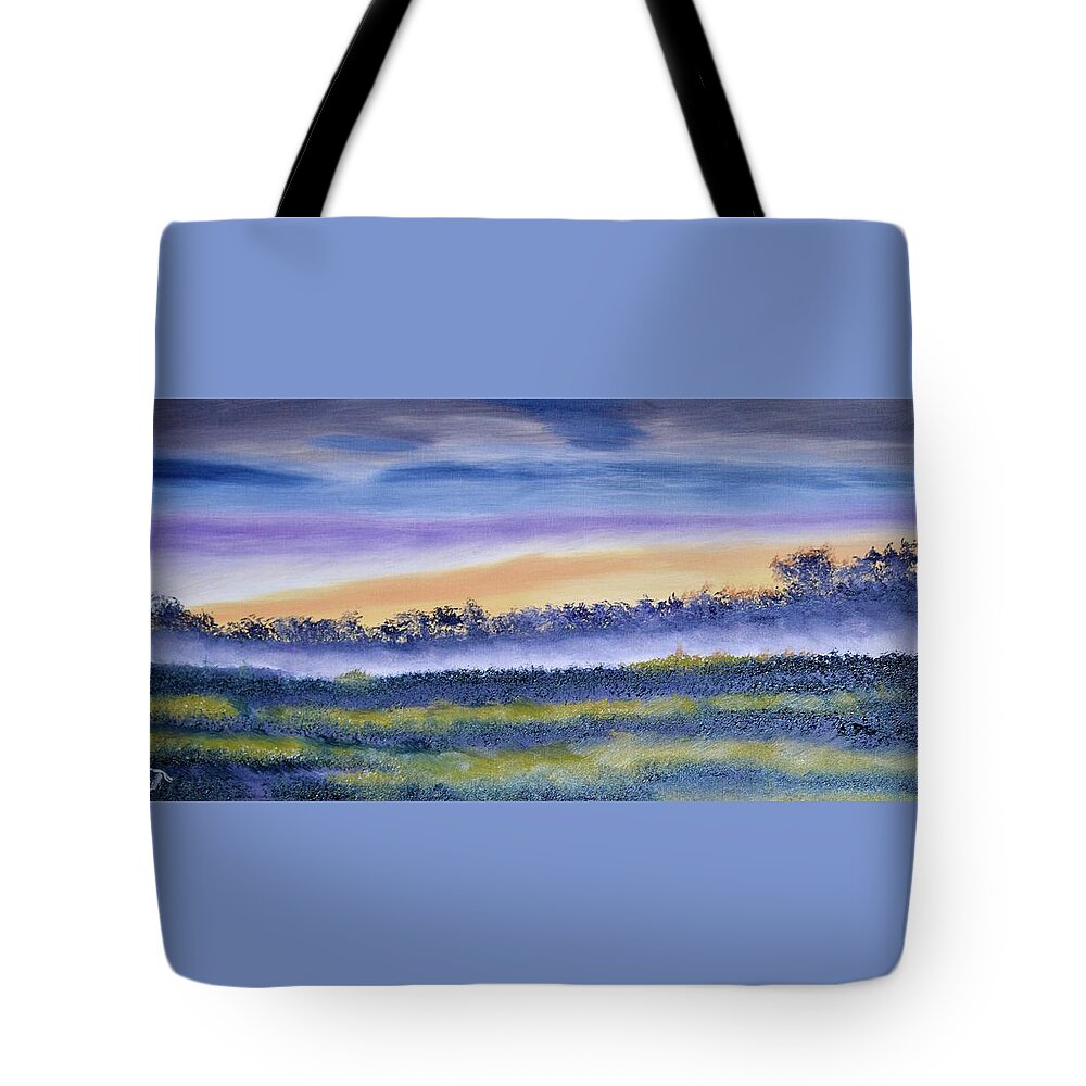 Up And Coming Sunrise Painting Tote Bag featuring the painting Up and Coming Sunrise Painting by Warren Thompson