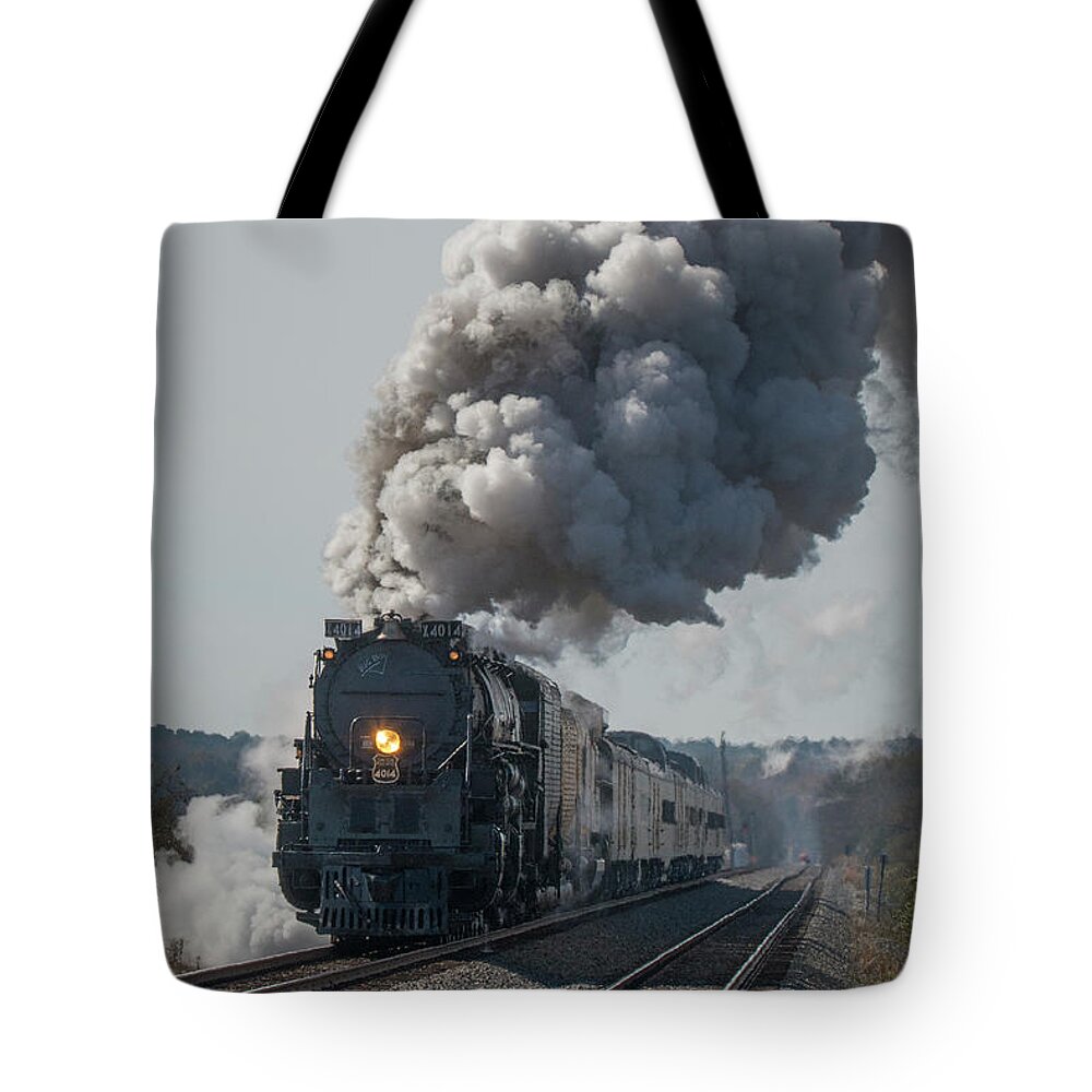 Railroad Tote Bag featuring the photograph UP Big Boy 4014 at Arkadelphia Arkansas by Jim Pearson