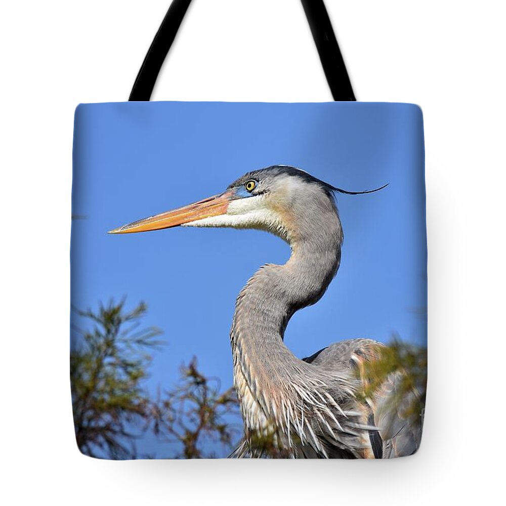 Great Blue Heron Tote Bag featuring the photograph Up High by Julie Adair