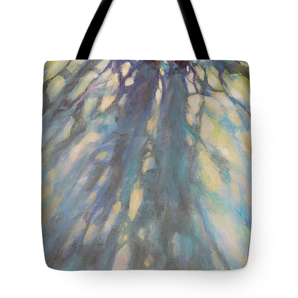 Sunlight On Snow Tote Bag featuring the painting Uphill by Carol Klingel