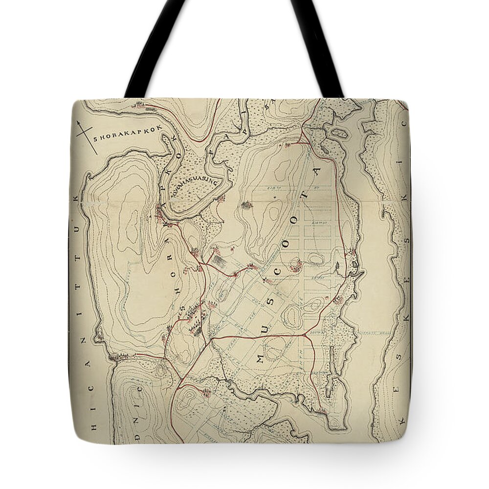 Map Tote Bag featuring the painting Upper Manhattan, comprising the Inwood Valley, the Dyckman tract and Marble Hill, Map V by MotionAge Designs