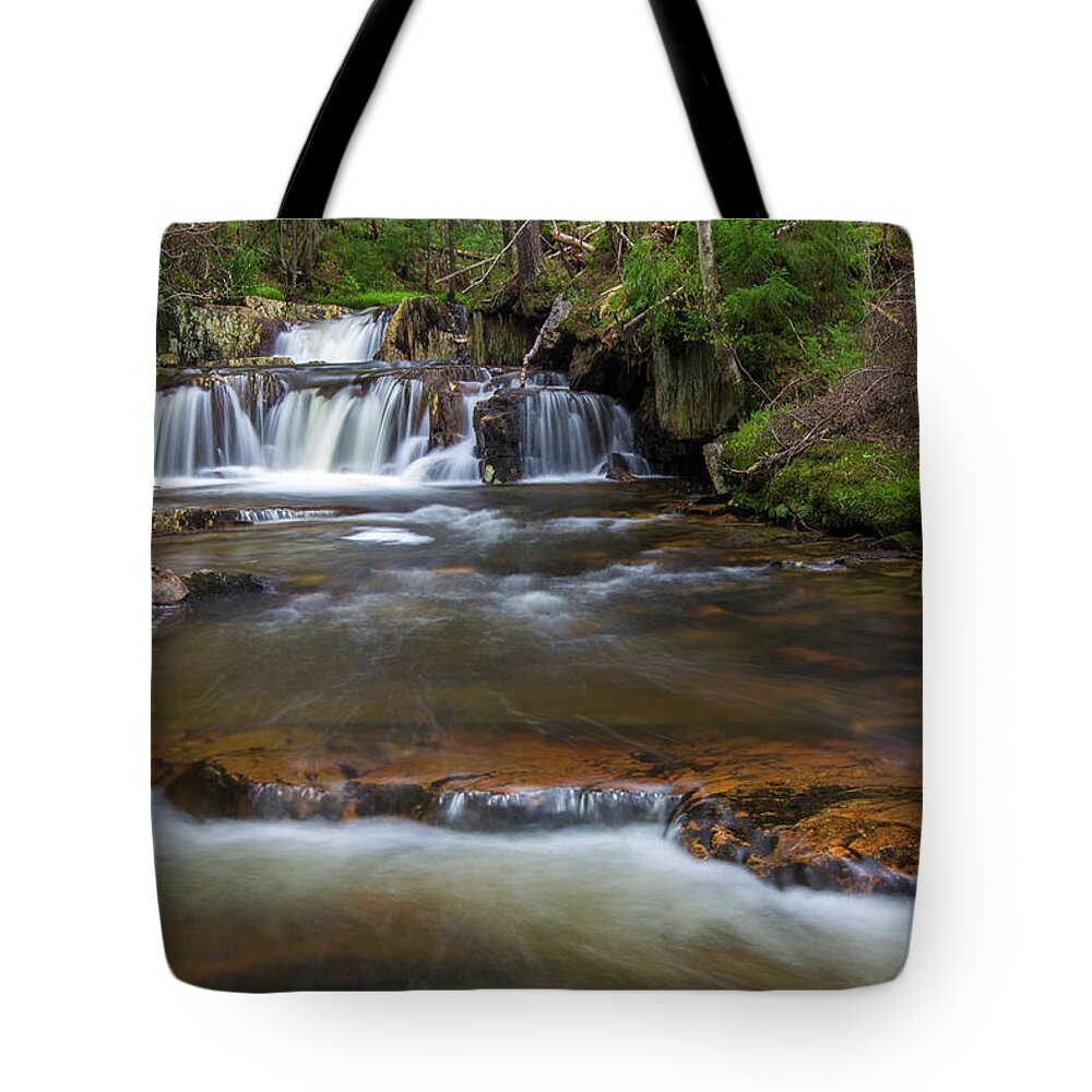 Upper Tote Bag featuring the photograph Upper Nathan Pond Brook Cascade by Chris Whiton
