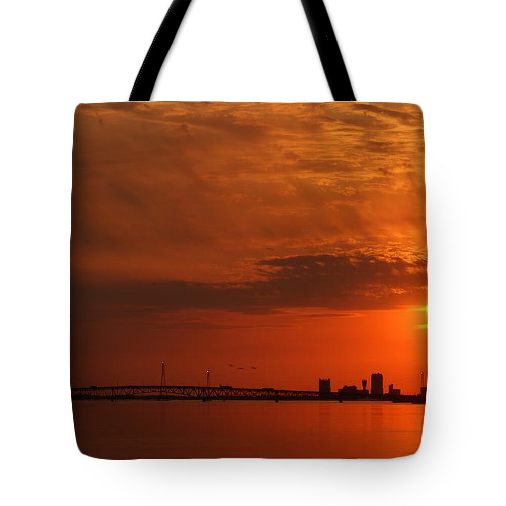 Upper Niagara Pandemic Sunset Tote Bag featuring the photograph Upper Niagara Pandemic Sunset by Tony Lee