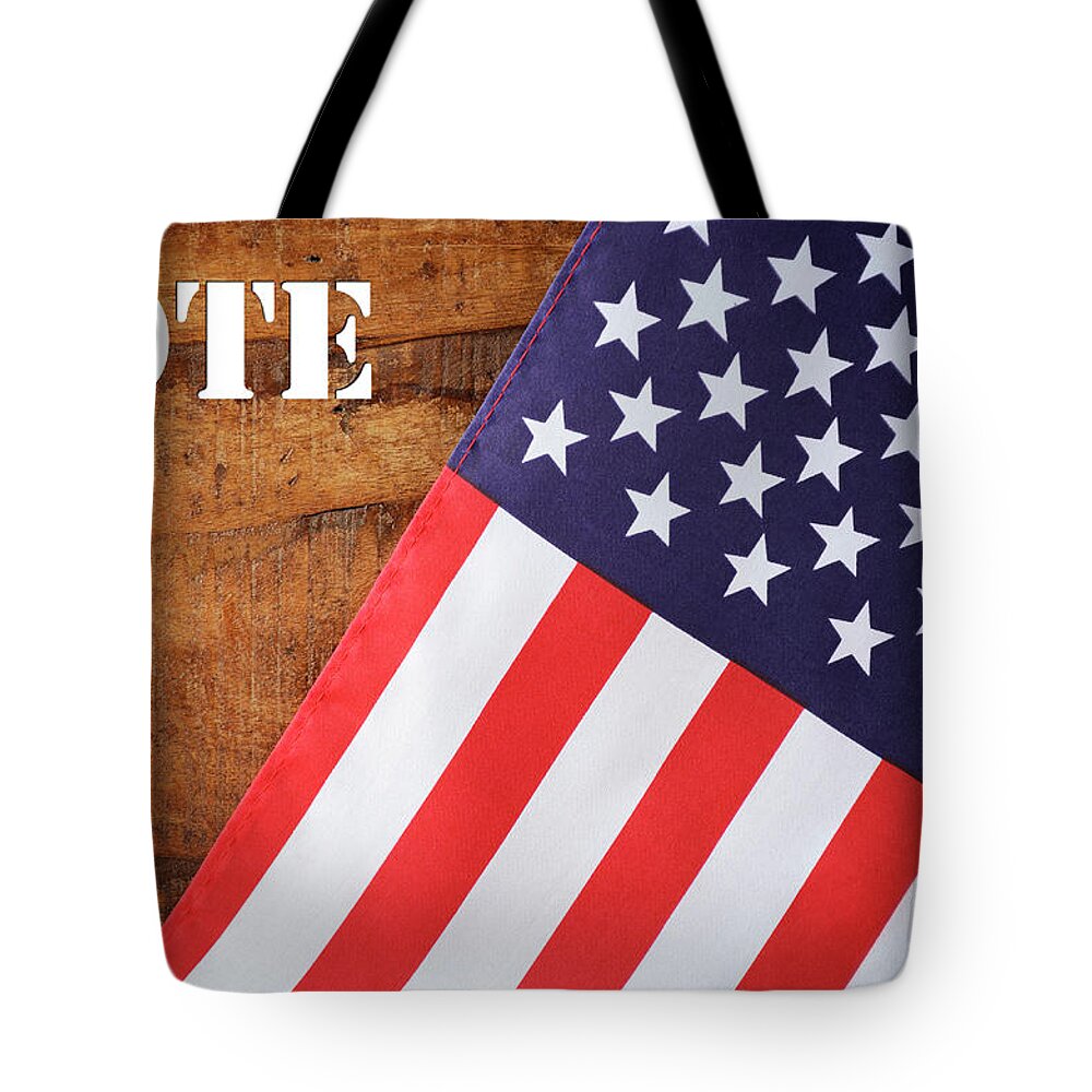 Blue Tote Bag featuring the photograph USA 2020 Presidential Election Flag by Milleflore Images