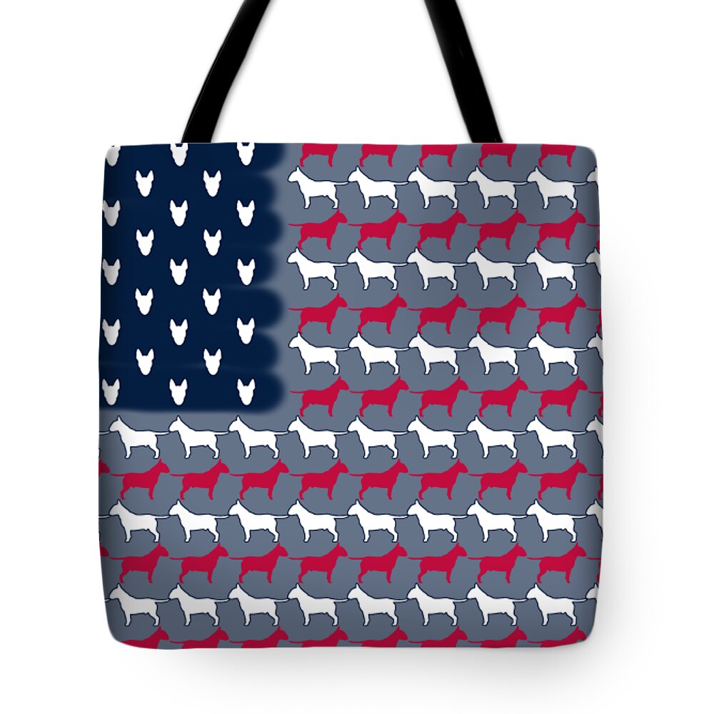 Usa Tote Bag featuring the digital art USA Bull Terrier Flag by Jindra Noewi