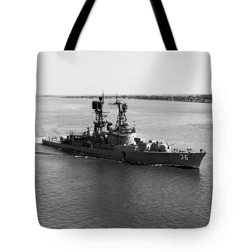 Uss John S Mccain Tote Bag featuring the photograph USS John S. McCain - 1969 by War Is Hell Store