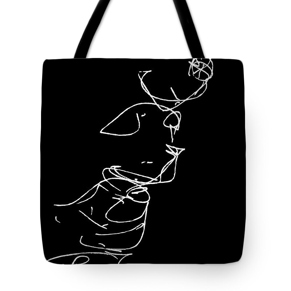 Abstract B-w Tote Bag featuring the painting Uther Dancing in Moonlight by VIVA Anderson