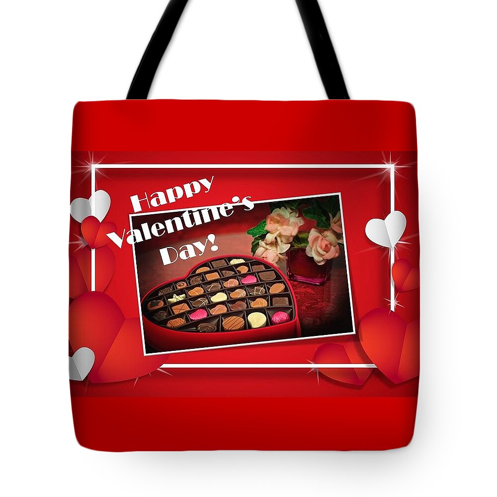Valentine's Day Tote Bag featuring the mixed media Valentine's Day Chocolates by Nancy Ayanna Wyatt