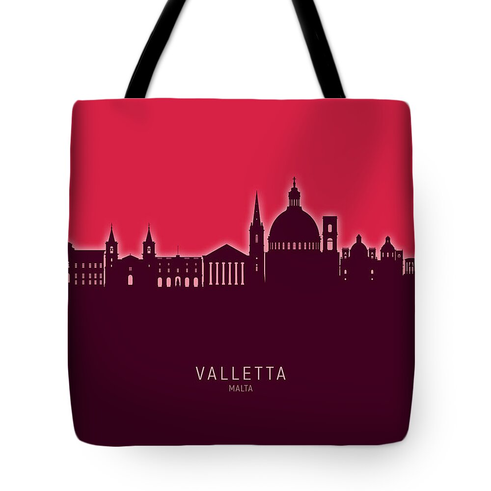 Valletta Tote Bag featuring the digital art Valletta Malta Skyline #41 by Michael Tompsett