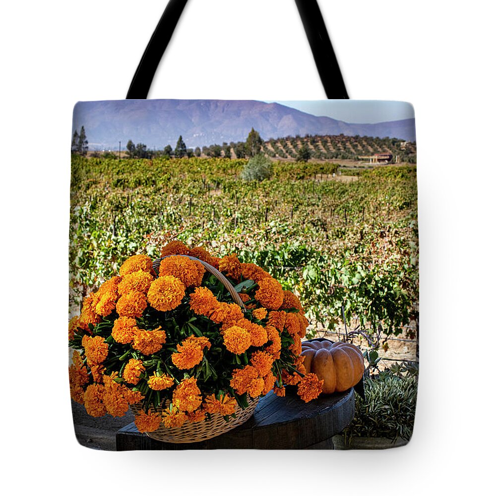 Marigolds Tote Bag featuring the photograph Valley Marigolds by William Scott Koenig