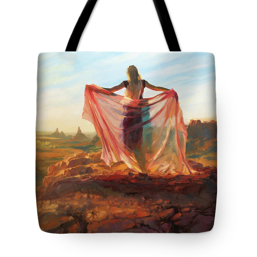 Southwest Tote Bag featuring the painting Valley of the Goddess by Steve Henderson