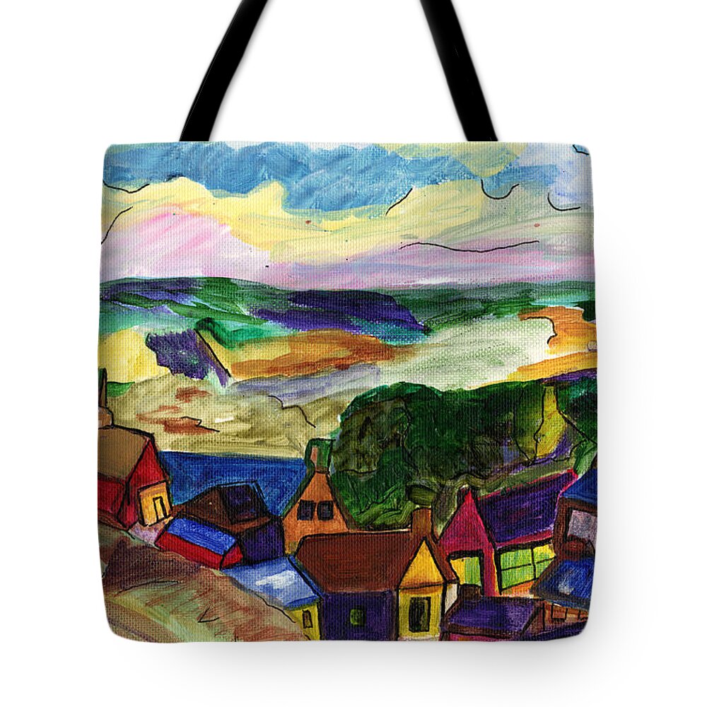 Mountains Tote Bag featuring the painting Hills of Normandy by Genevieve Holland
