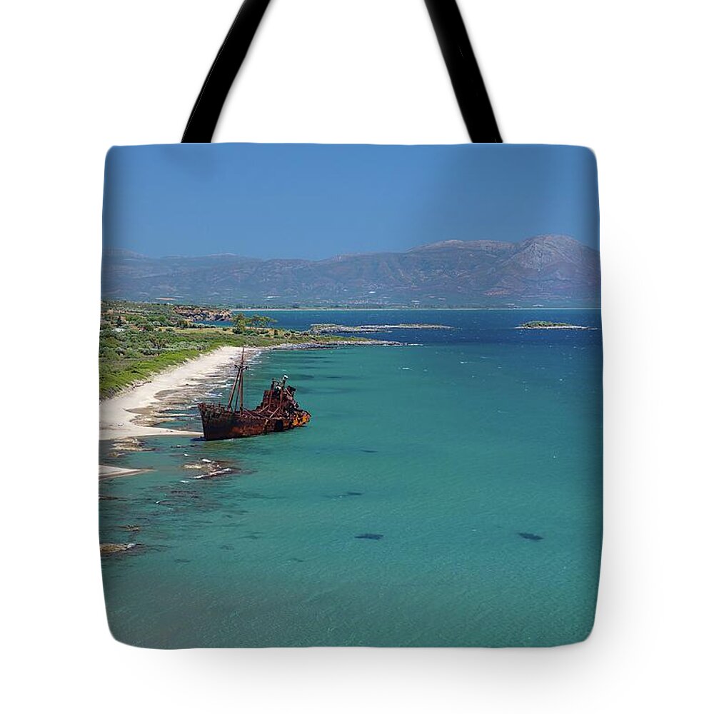 Beach Tote Bag featuring the photograph Valtaki Beach in Mani, Greece by Sean Hannon