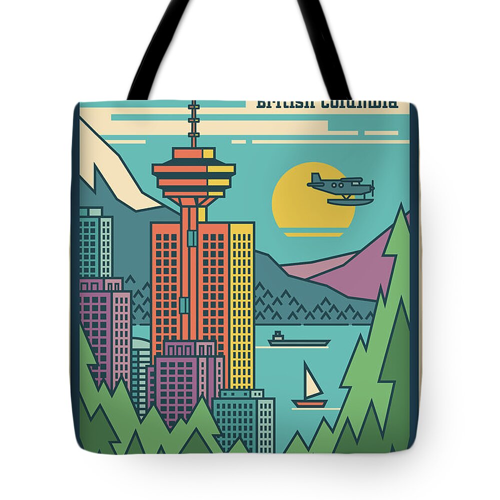 Vancouver Tote Bag featuring the digital art Vancouver Pop Art Poster by Jim Zahniser