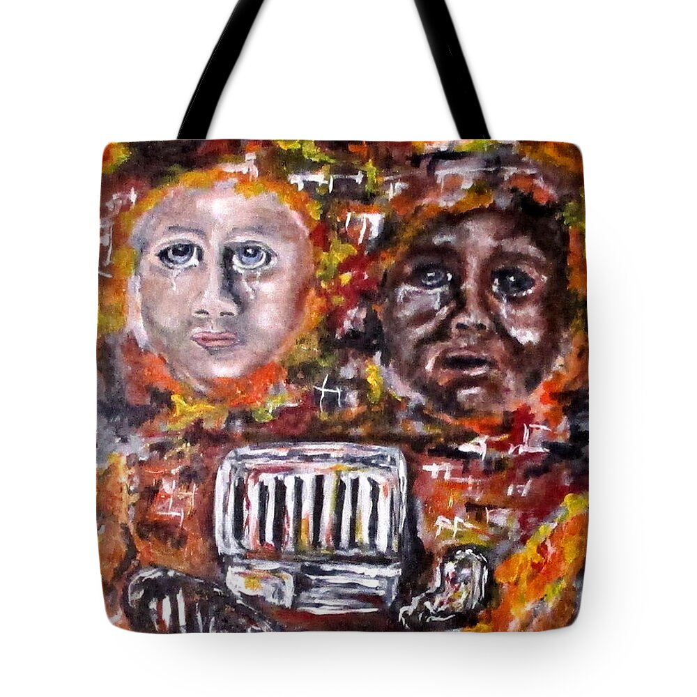 Babies Tote Bag featuring the painting Vandalized Legacy by Clyde J Kell