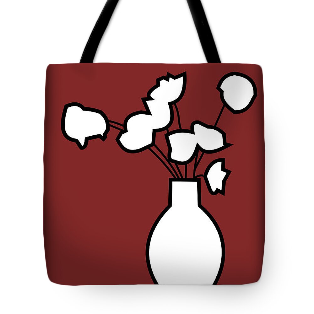 Poppy Tote Bag featuring the digital art Vase of poppies by Fatline Graphic Art
