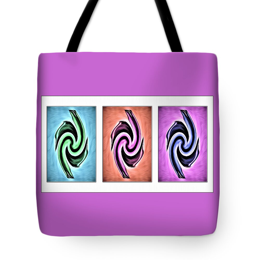 Living Room Tote Bag featuring the digital art Vases in Three - Abstract White by Ronald Mills