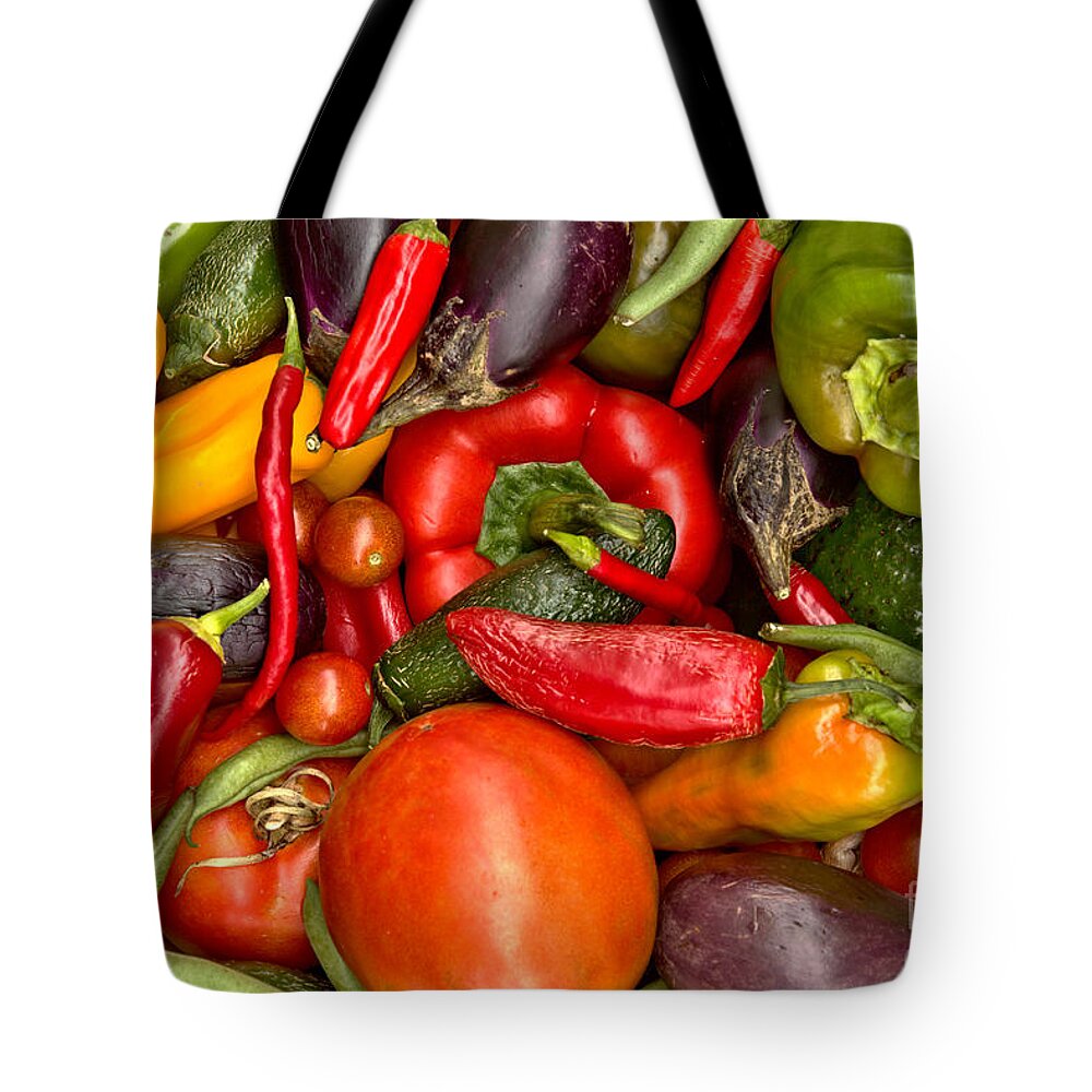 Peppers Tote Bag featuring the photograph Vegetable Garden Assortment by Adam Jewell