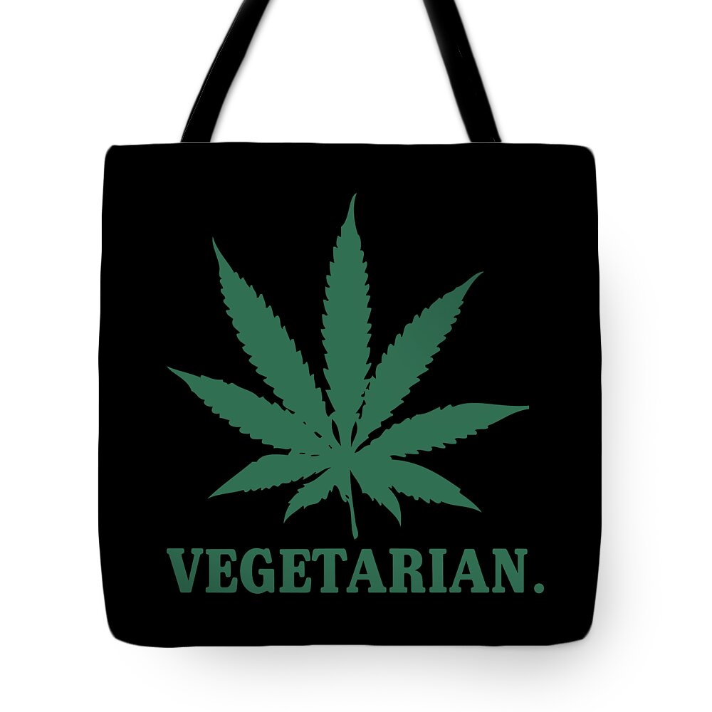 Funny Tote Bag featuring the digital art Vegetarian Cannabis Weed by Flippin Sweet Gear