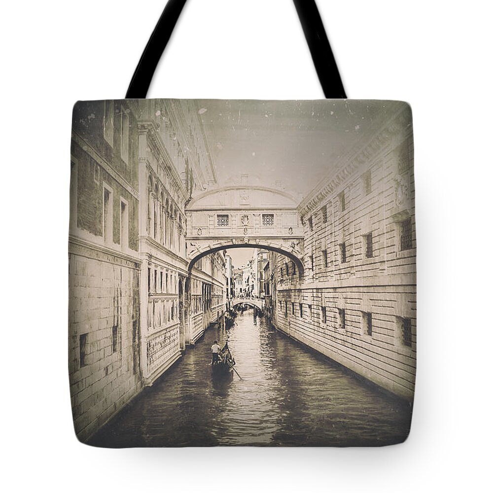 Bridge Of Sighs Tote Bag featuring the photograph Venice Italy Bridge of Sighs Vintage by Carol Japp