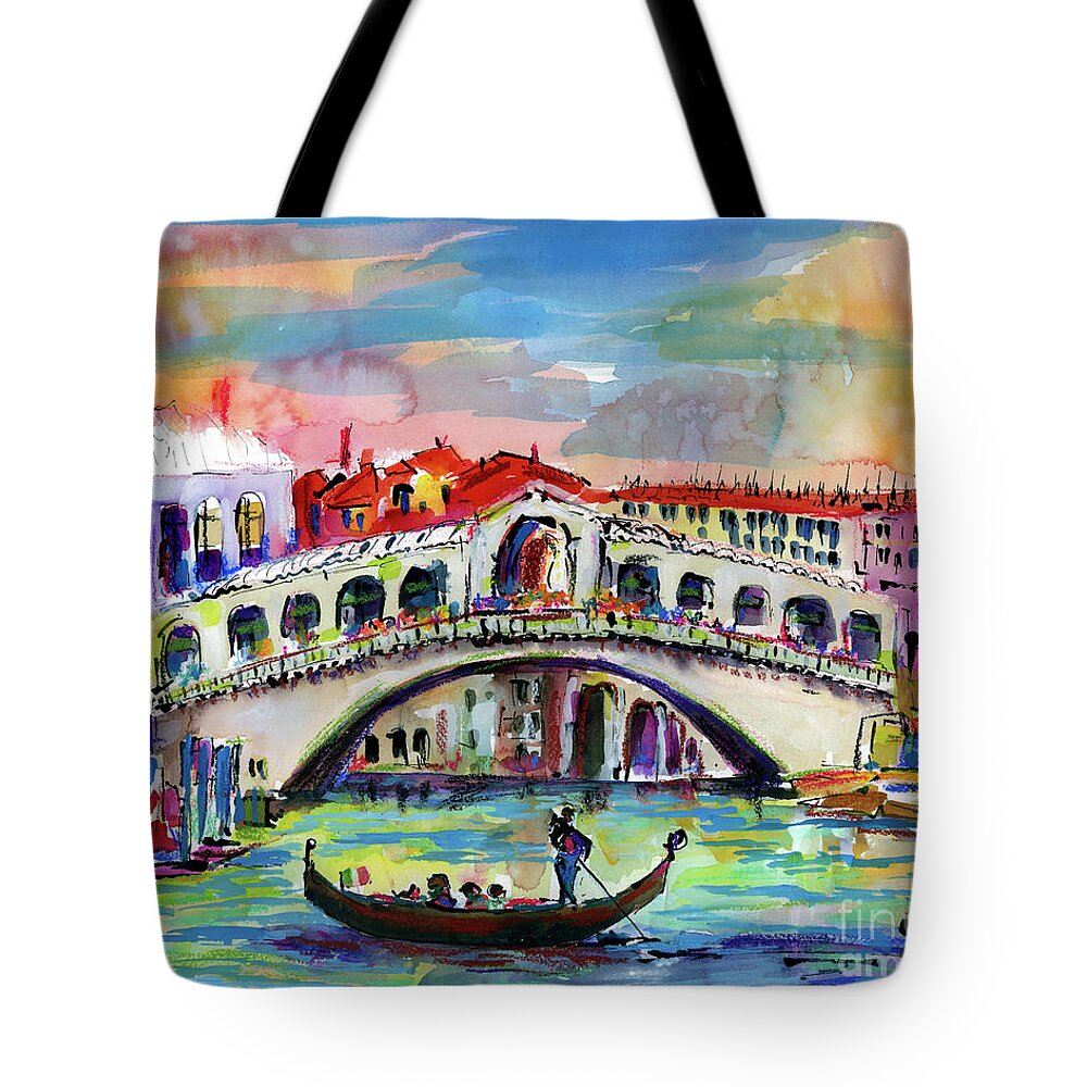 Venice Italy Tote Bag featuring the painting Venice Italy Sparkling Summer Day by Ginette Callaway