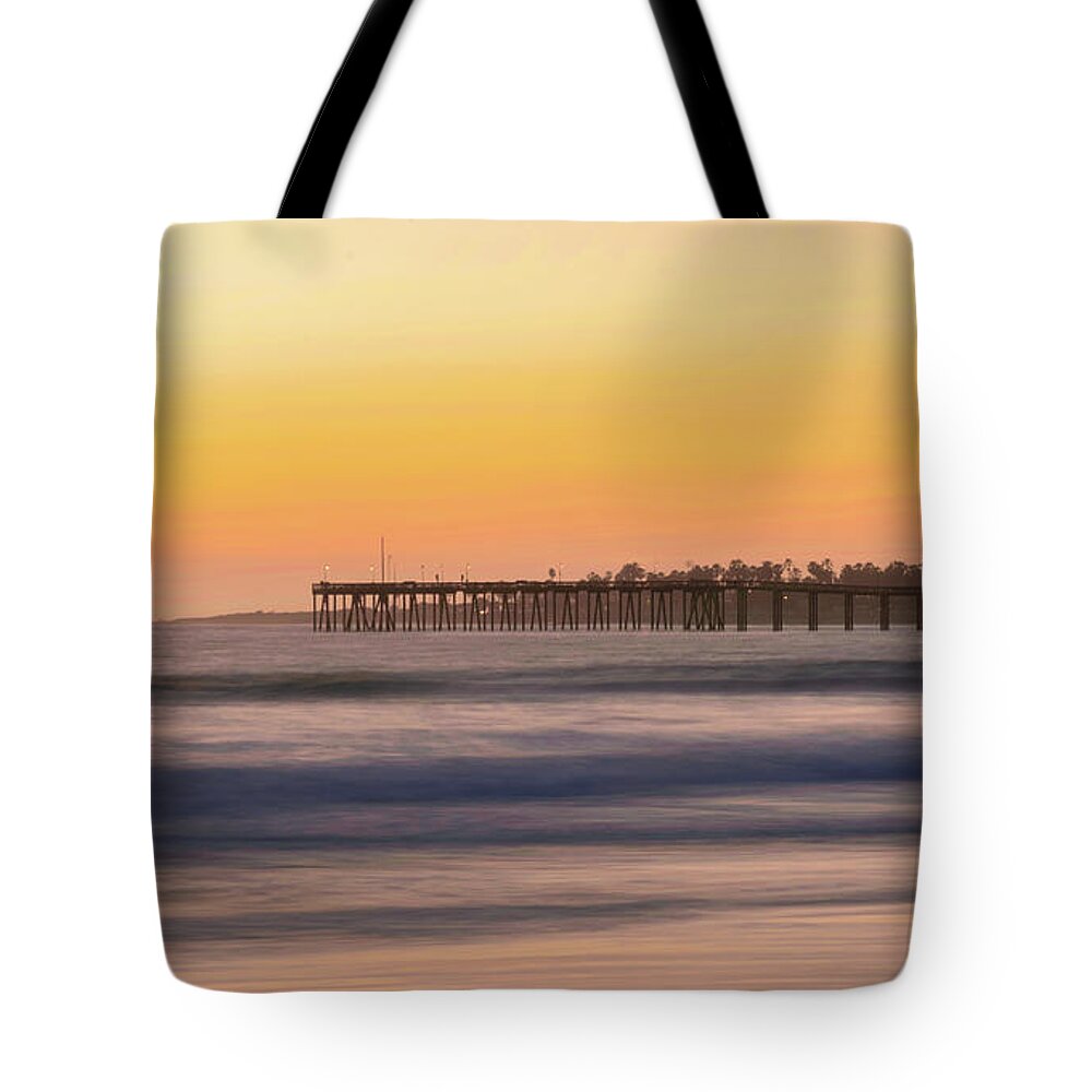 Ventura Tote Bag featuring the photograph Ventura Pier Long Exposure Sunset by Matthew DeGrushe