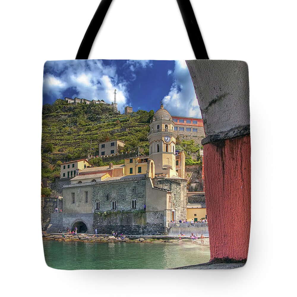 Church Tote Bag featuring the photograph Vernazza - Through an Arch by Paolo Signorini