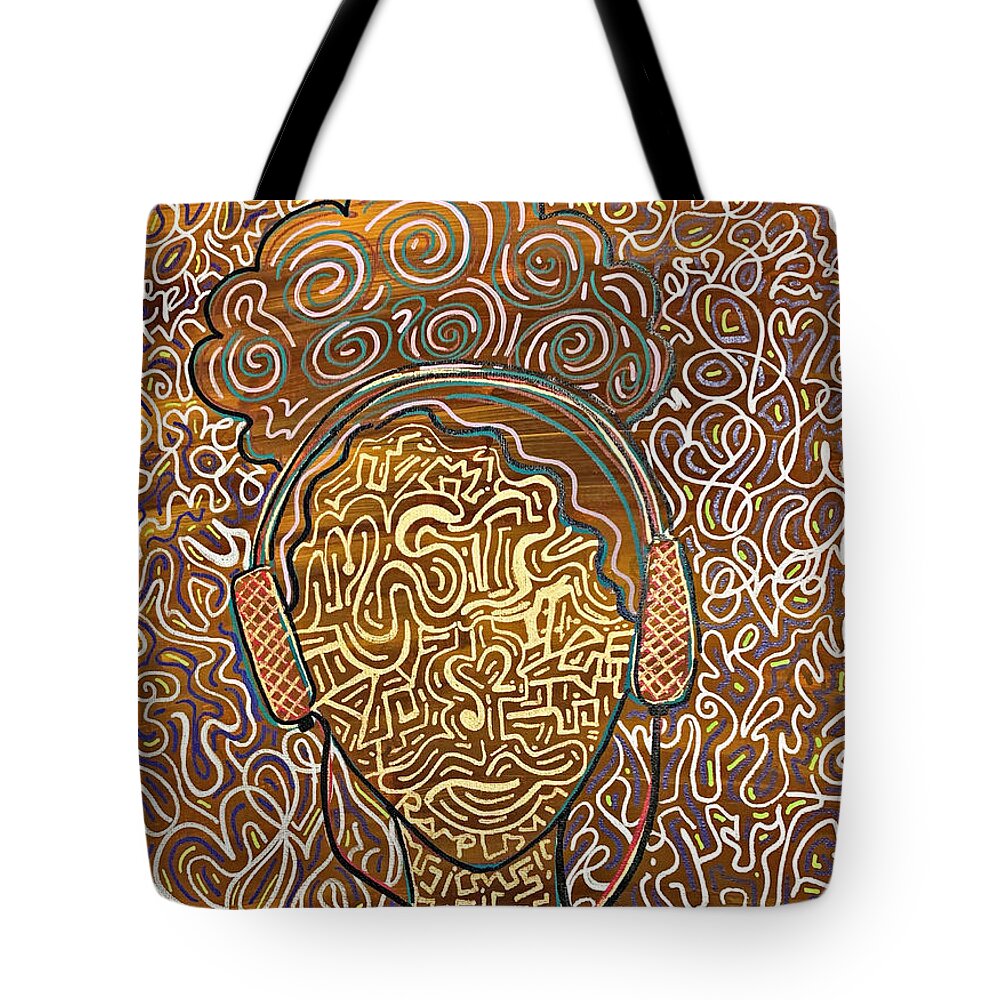 Music Tote Bag featuring the painting Vibe by BTru Expressions