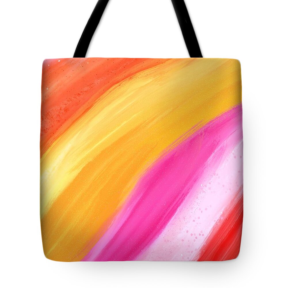 Abstract Tote Bag featuring the digital art Vibrant Colors - Modern Colorful Abstract Digital Art by Sambel Pedes